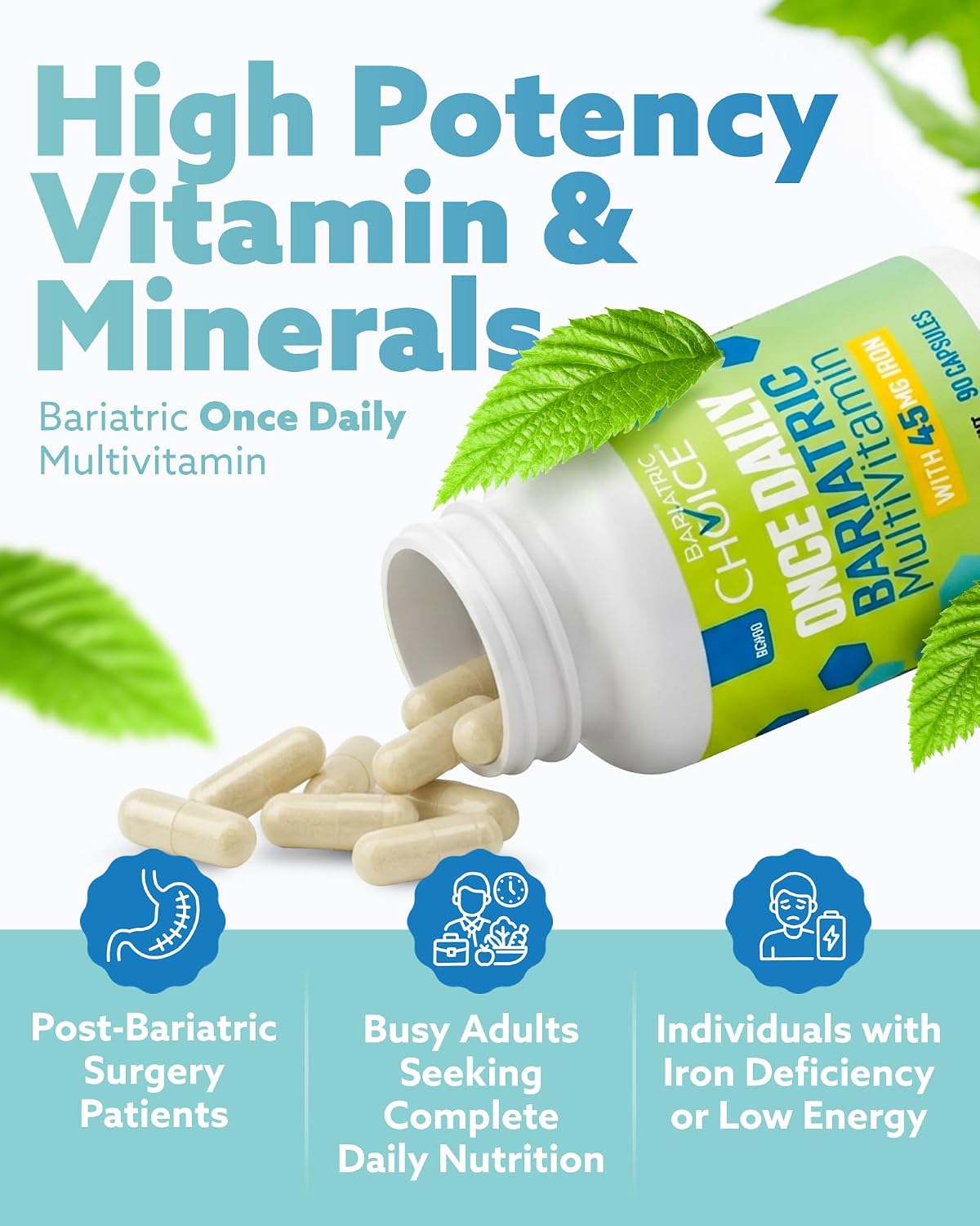 Bariatric Choice Once-Daily Bariatric Multivitamin with Iron – 90 Capsules (3 Months' Supply) - görsel 4