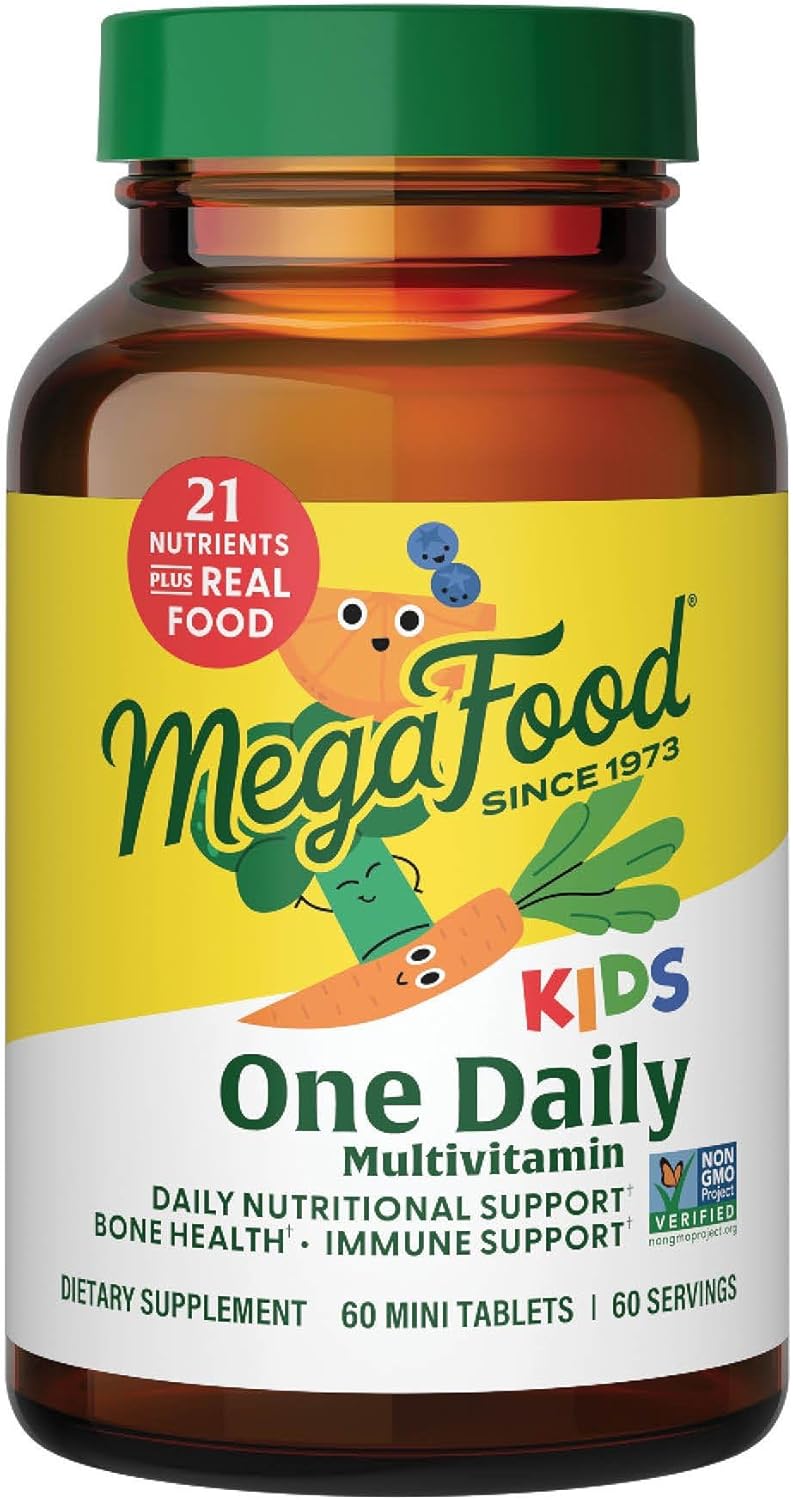 MegaFood Kids One Daily Multivitamin - Convenient Mini Multivitamin for Children - with Zinc, Vitamins C, B & D - Vegetarian, Gluten-free, Non-GM - 60 Tablets - görsel 1
