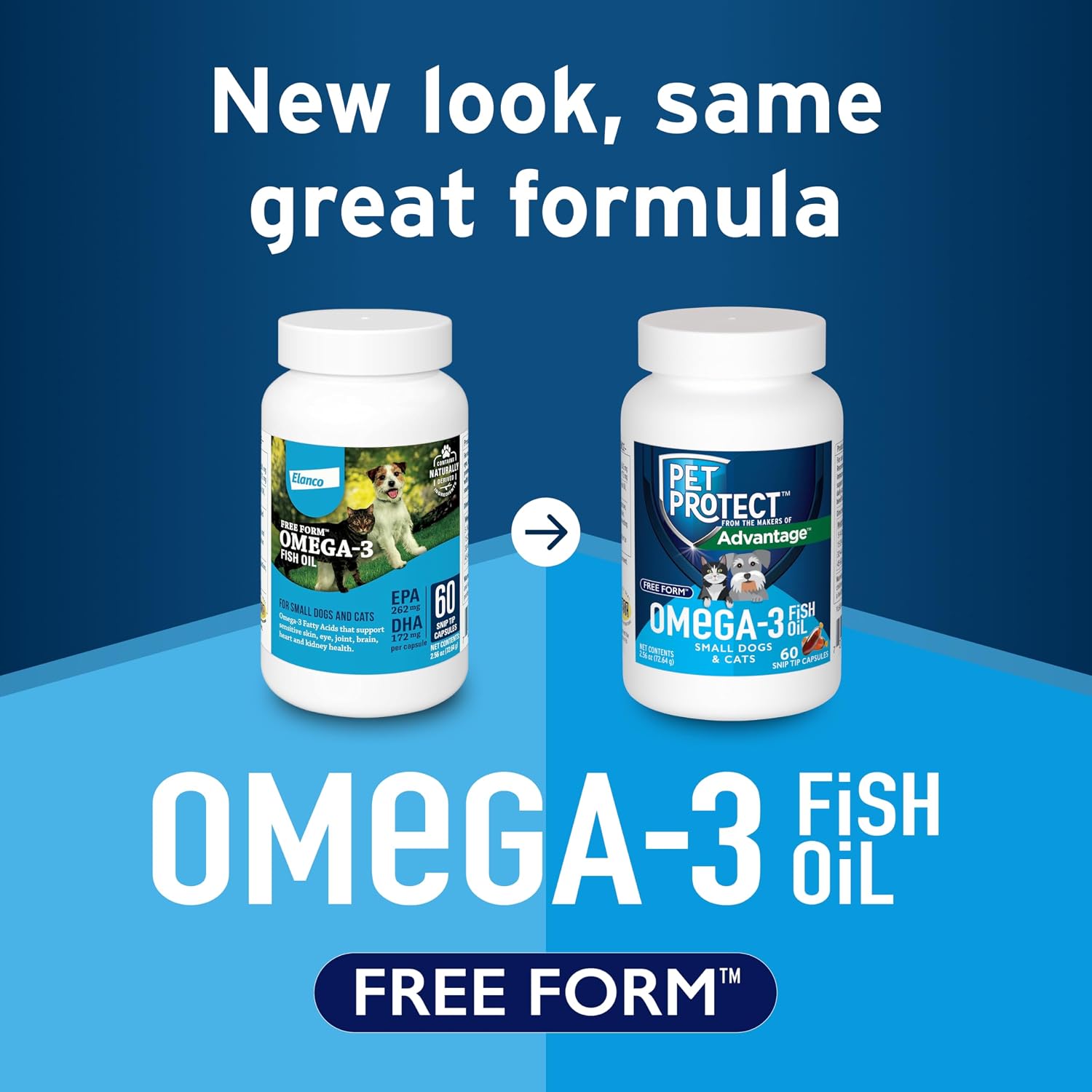 Free Form Snip Tips Omega-3 Fish Oil Liquid Supplement for Small Dogs and Cats, 60 Capsules - görsel 3