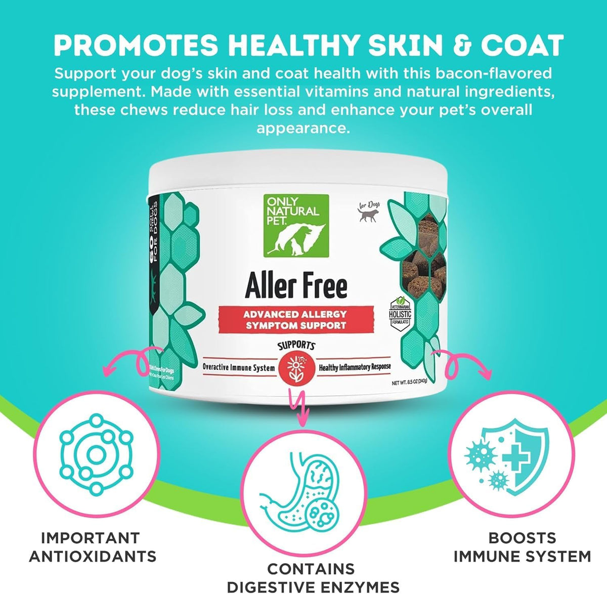 Only Natural Pet AllerFree Advanced Allergy Support for Dogs, 60 Count (Pack of 2) - görsel 3