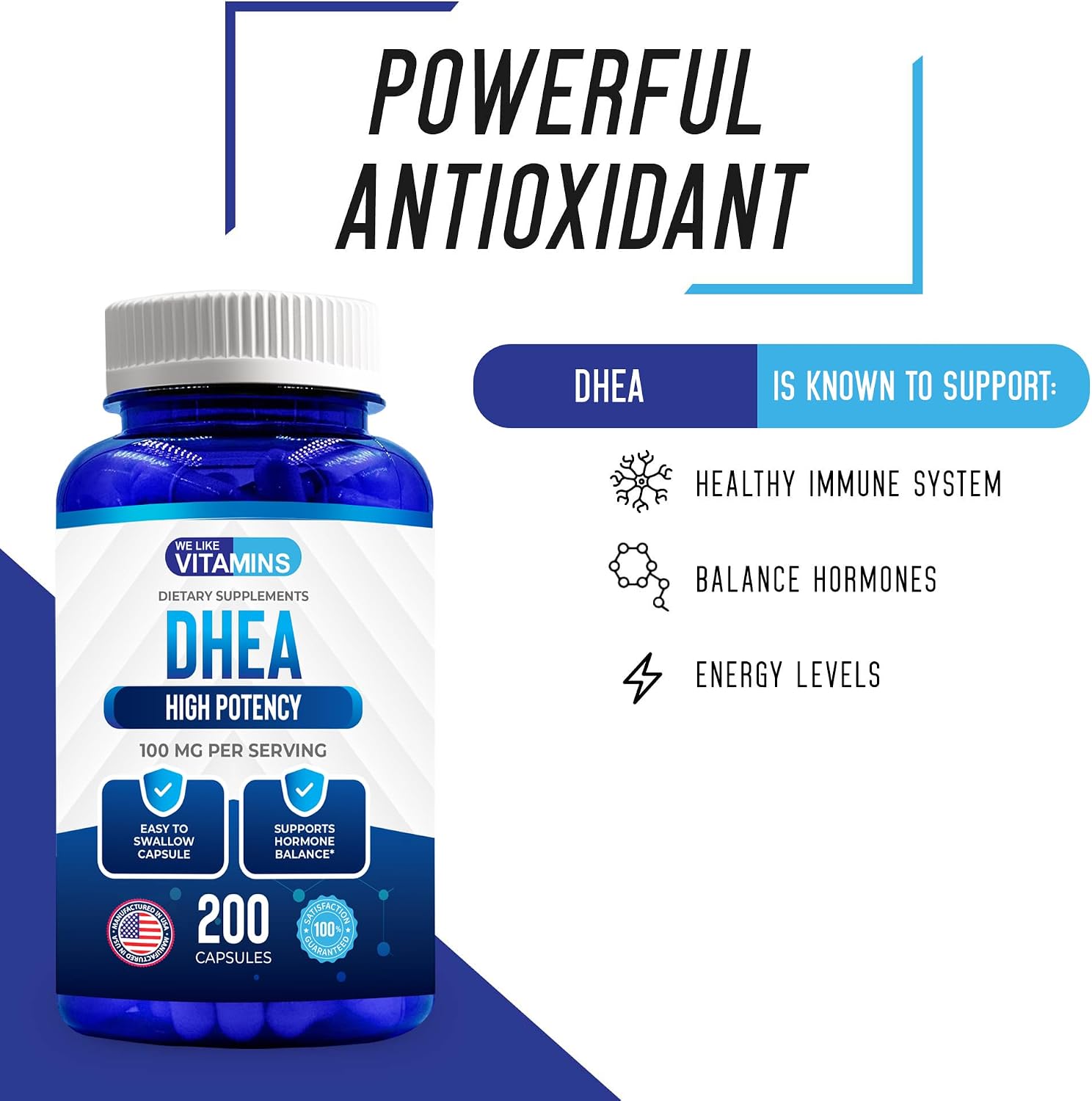 We Like Vitamins DHEA 100mg 200 Capsules - Hormone Support & Vitality - görsel 2