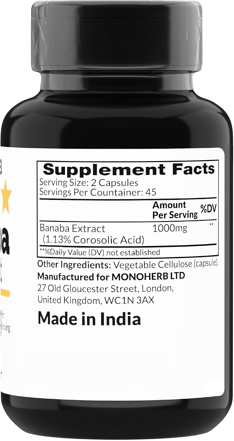 MONOHERB Banaba Extract 100 mg - 90 Vegetarian Capsules - 2% Corosolic Acid - görsel 2