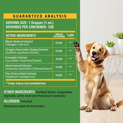 Natural Intestinal Defence for Dogs, Herbal Cleanse with Wormwood, Black Walnut – Digestive Support Promotes Gut Health & Flora Balance, Advanced Broad Spectrum Formula – Made in the USA, 4 fl oz (118 ml)