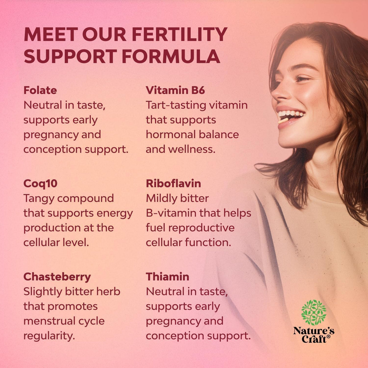 Natures Craft Female Fertility Supplement with Prenatal Multivitamins - 180 Capsules - görsel 4