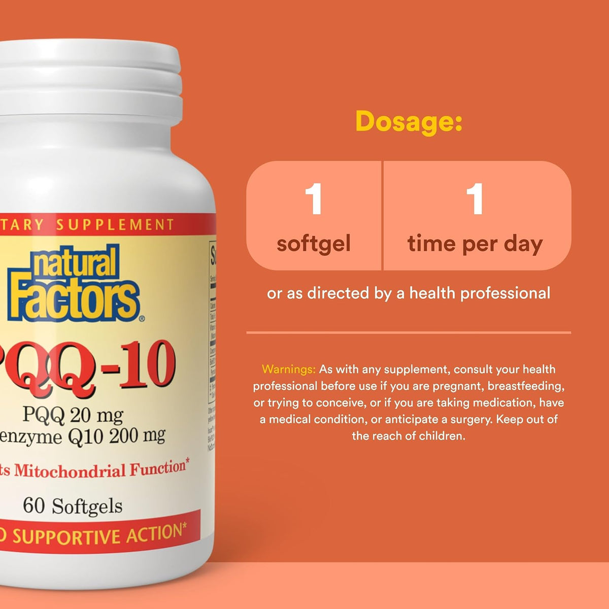 Natural Factors, PQQ-10, Supports Energy and Healthy Ageing, Food Supplement, 60 softgels (60 servings) - görsel 3