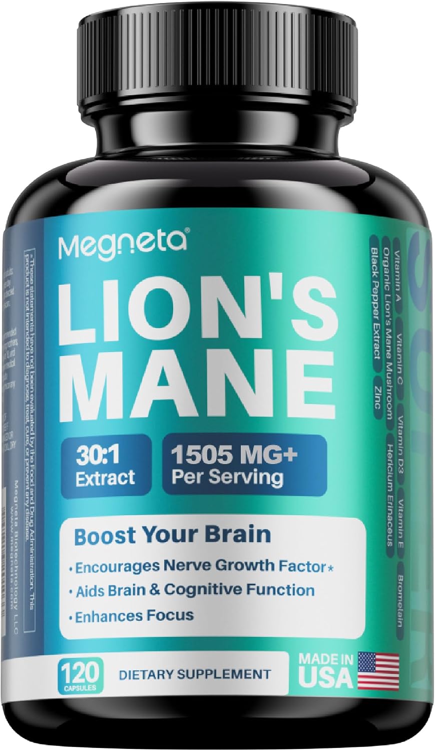 Lion's Mane Extract with Black Pepper – 120 Capsules - görsel 1