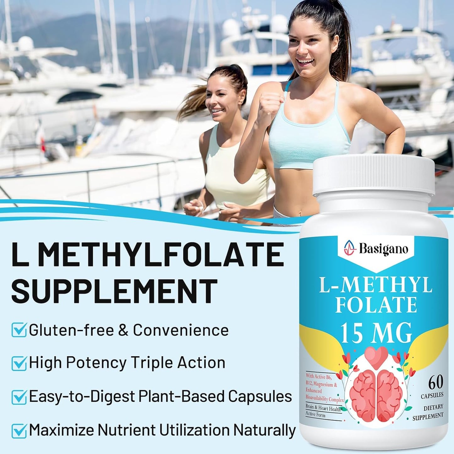 L-Methylfolate 15mg (5-MTHF) - Active Folic Acid with B6 and B12 - Vegan, Gluten-free, Dairy-Free - görsel 4
