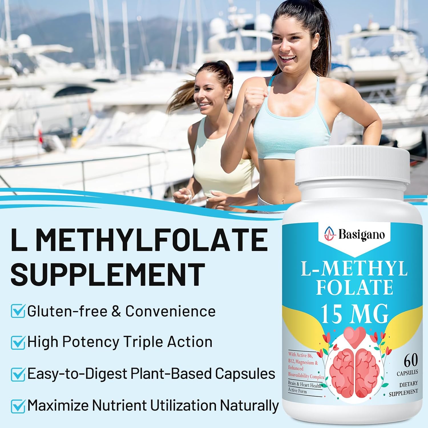 L-Methylfolate 15mg (5-MTHF) - Active Folic Acid with B6 and B12 - Vegan, Gluten-free, Dairy-Free - görsel 4