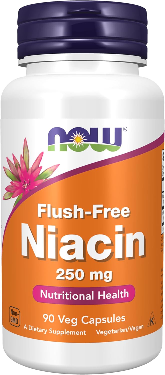 NOW Foods Niacin (Vitamin B-3) 250 mg, Flush-Free, 90 Vegan Capsules - görsel 1