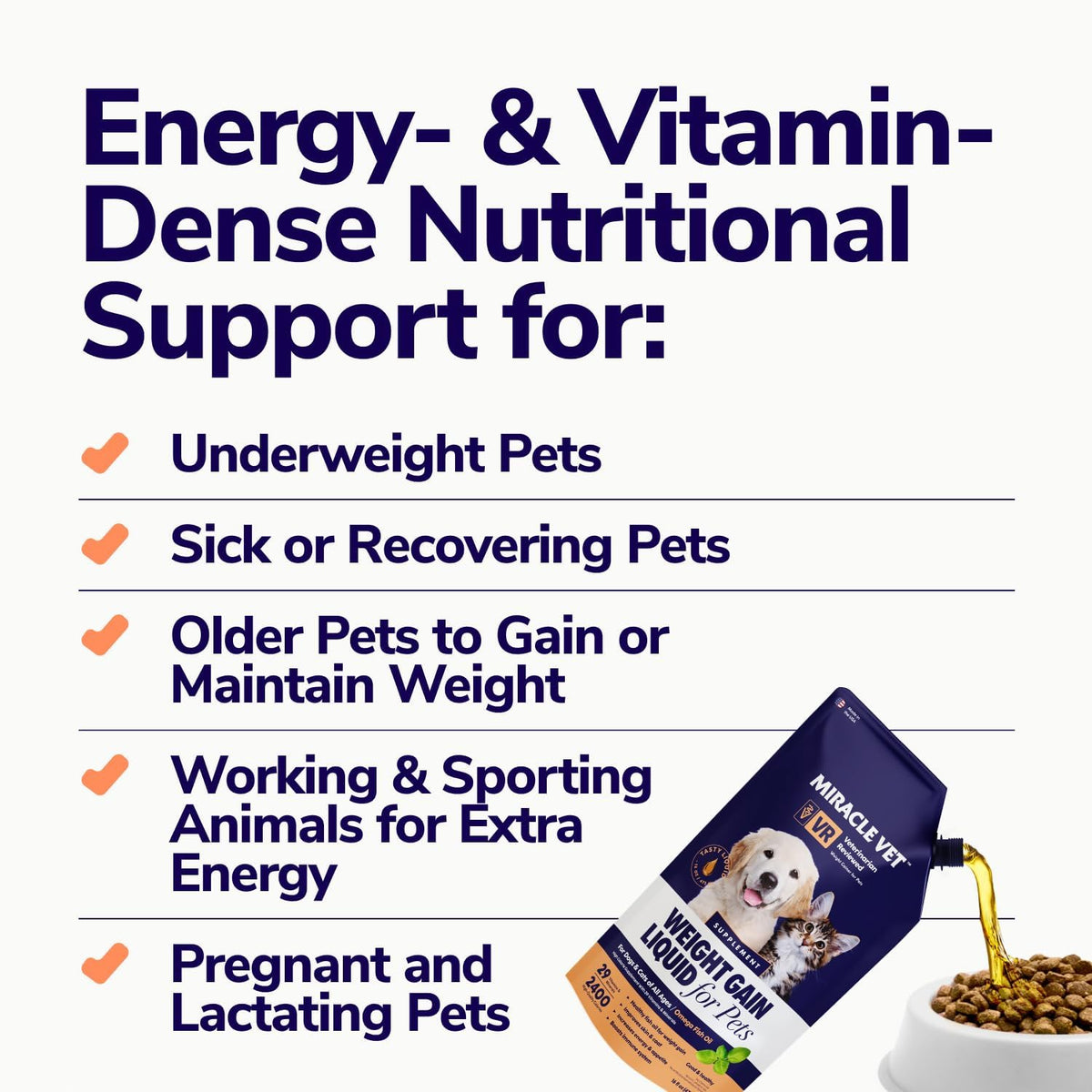 Miracle Vet High-Calorie Weight Gainer for Dogs and Cats - Multivitamin Nutritional Supplement Gel with Omega Fish Oil and Calcium - görsel 3