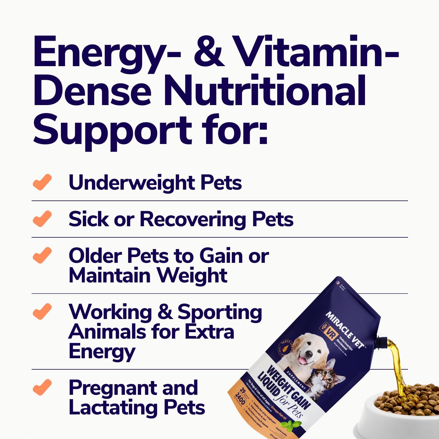 Miracle Vet High-Calorie Weight Gainer for Dogs and Cats - Multivitamin Nutritional Supplement Gel with Omega Fish Oil and Calcium - görsel 3