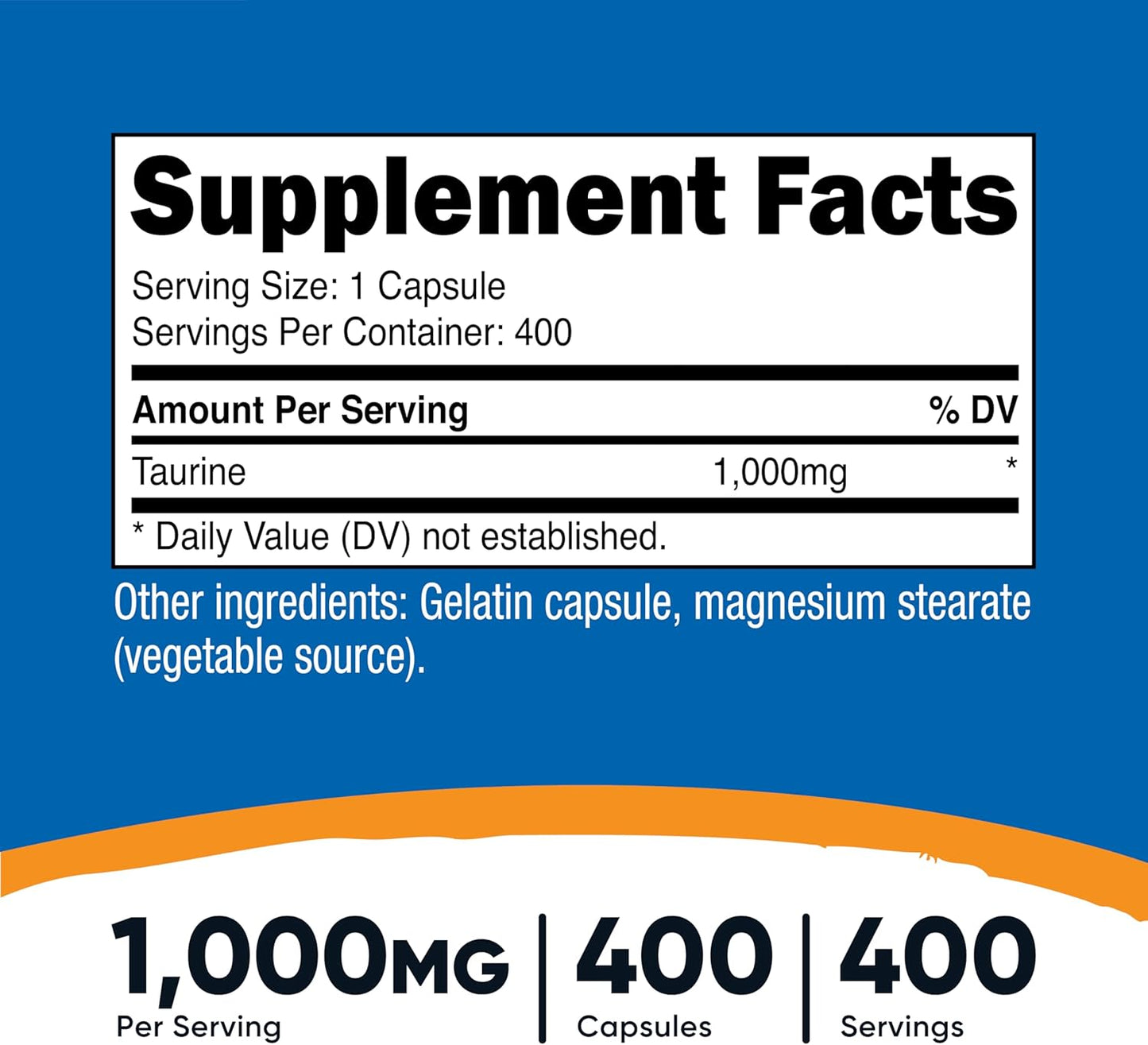 Nutricost Taurine 1000 mg, 400 Capsules - görsel 2