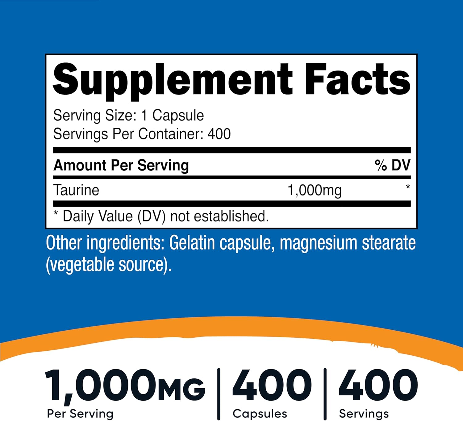 Nutricost Taurine 1000 mg, 400 Capsules - görsel 2