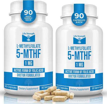L-Methylfolate 1mg | 180 Capsules | Active Folate Supplement by LifeStrength