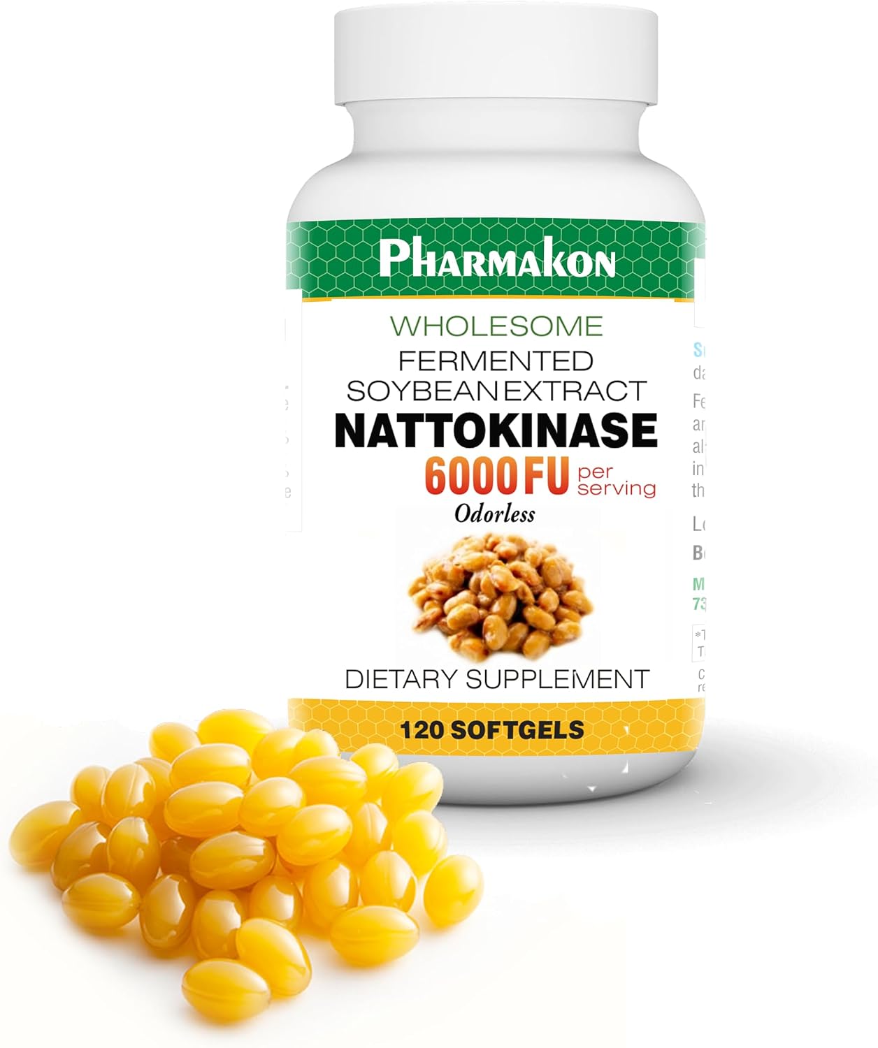 PHARMAKON Nattokinase, Bio-available Soft Capsules, Organic Fermented Soybean Extract, 6000 FUs per Serving - görsel 5