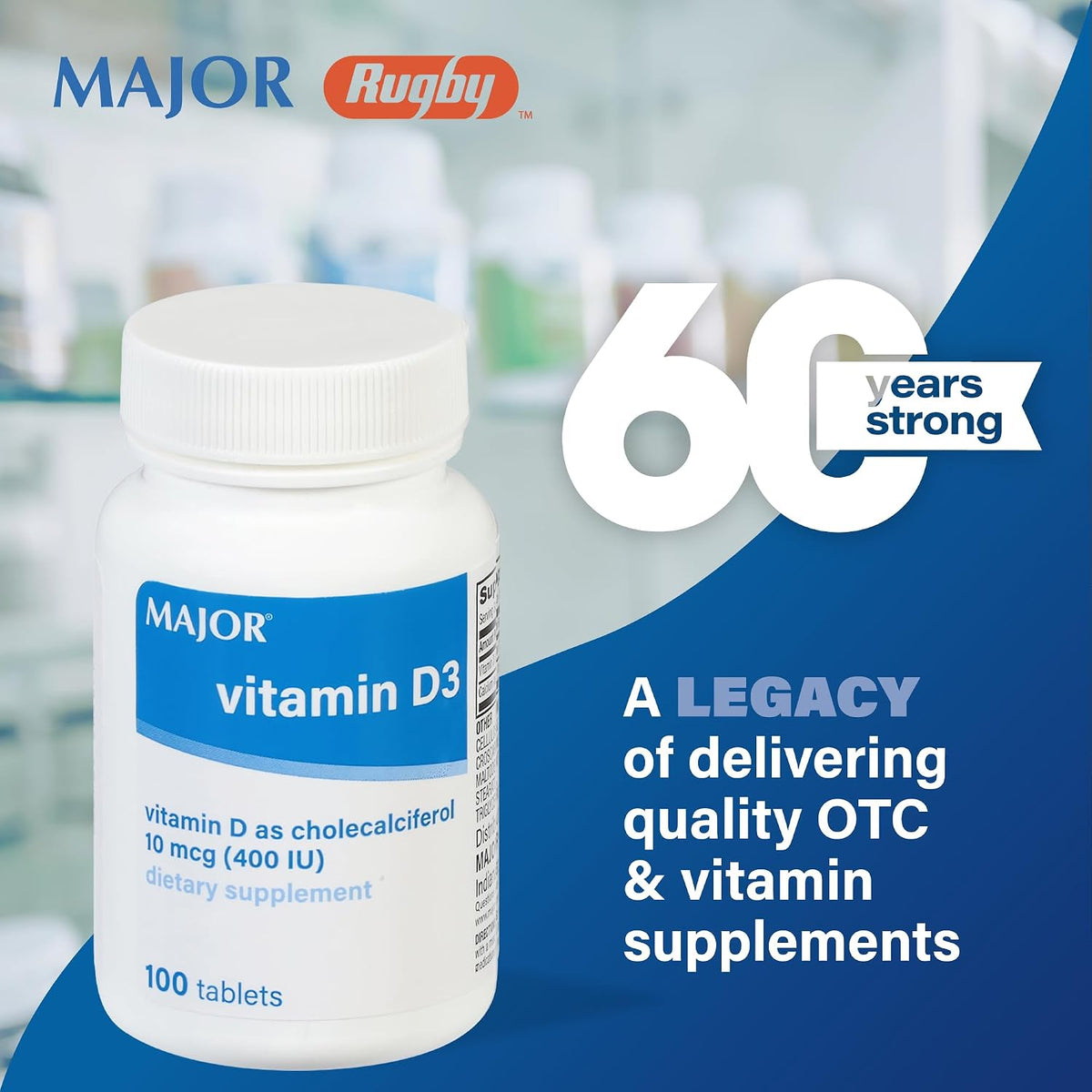 MAJOR Vitamin D3 10mcg (400 IU) with Calcium - 100 Tablets (3 Pack) - görsel 2