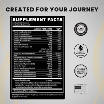 Journey Bariatric Multivitamin with Probiotics & Iron – Capsules (60 Count)