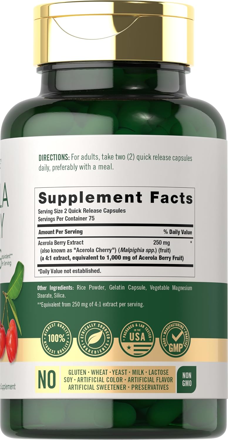 Carlyle Acerola Cherry Capsules | 150 Count | Non-GMO & Gluten-free Extract | Acerola Berry - görsel 2