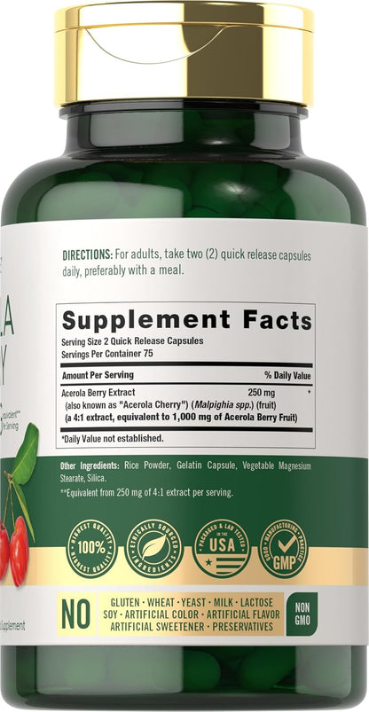 Carlyle Acerola Cherry Capsules | 150 Count | Non-GMO & Gluten-free Extract | Acerola Berry