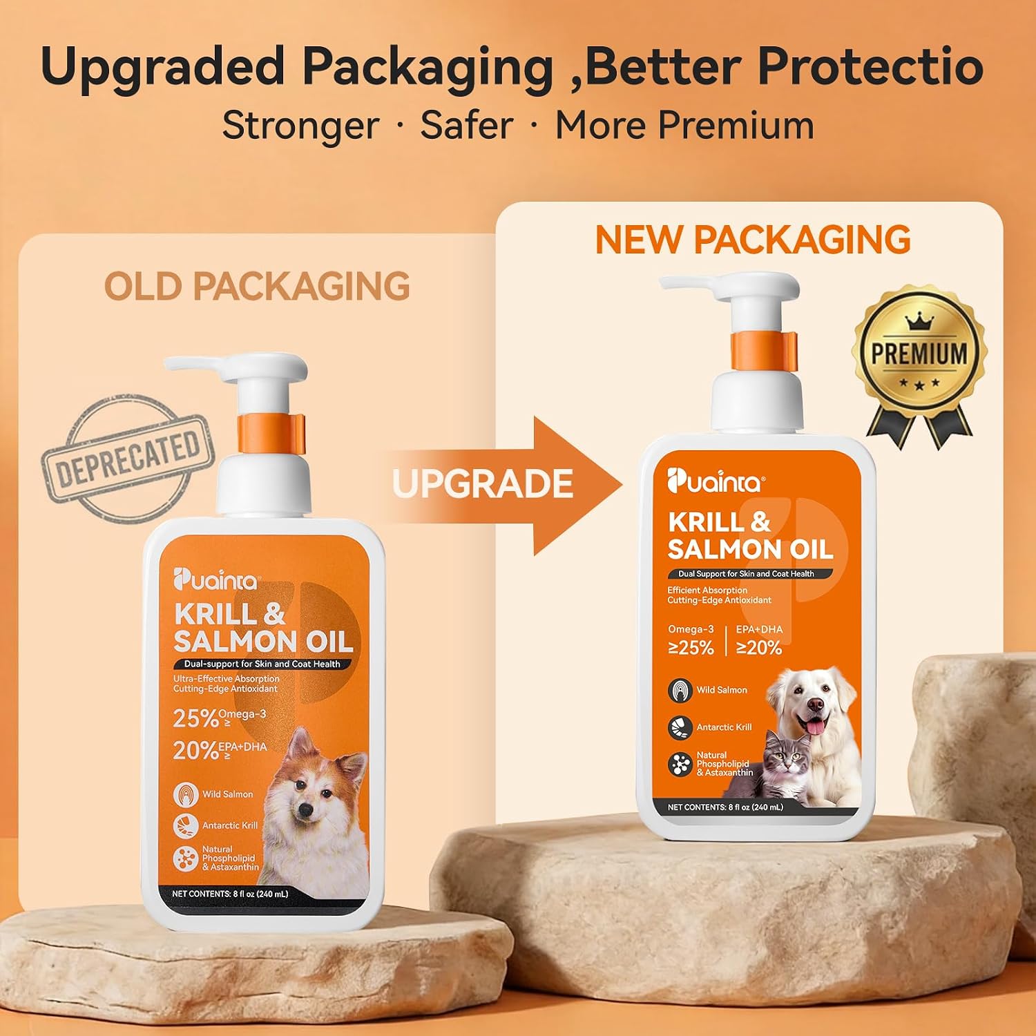 PUAINTA Omega-3 Fish Oil for Dogs and Cats – Wild Icelandic Salmon Oil and Antarctic Krill Oil, 237 ml - görsel 4