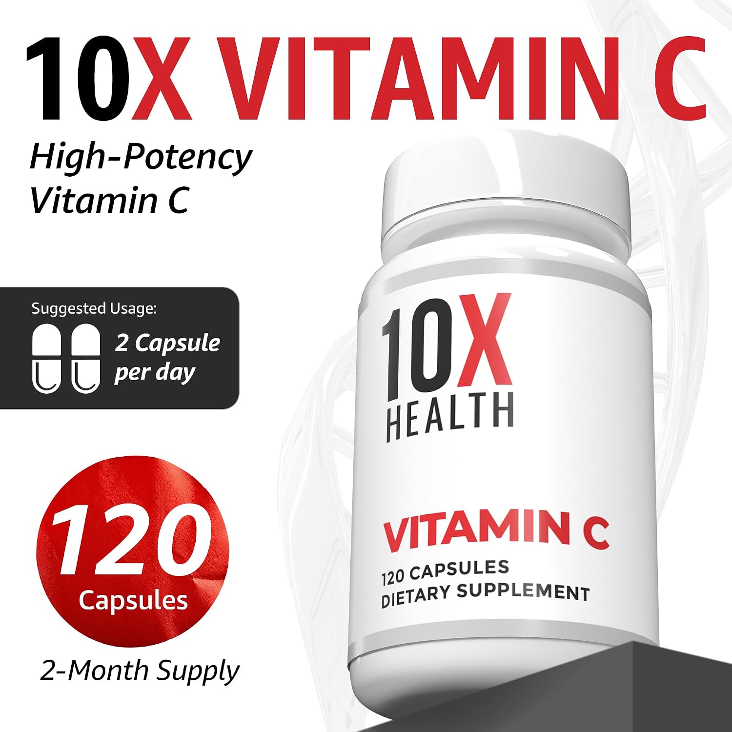 10X Health Vitamin C 1000mg – 120 Capsules | High Potency Ascorbic Acid for Immunity & Antioxidant Support - görsel 5