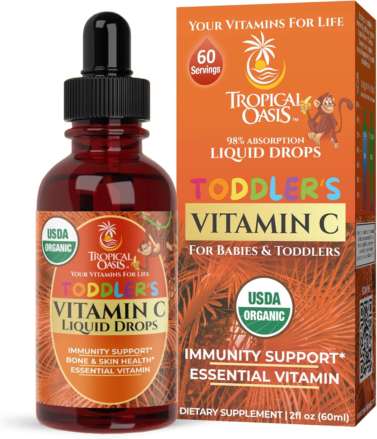 Tropical Oasis USDA Organic Toddler Vitamin C Drops - Banana Flavour - görsel 1