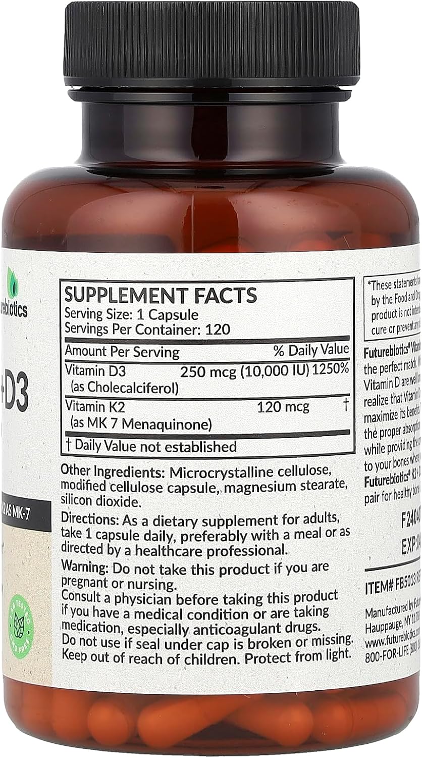 Futurebiotics Vitamin K2 + D3, Extra Strength, 120 Capsules - görsel 2
