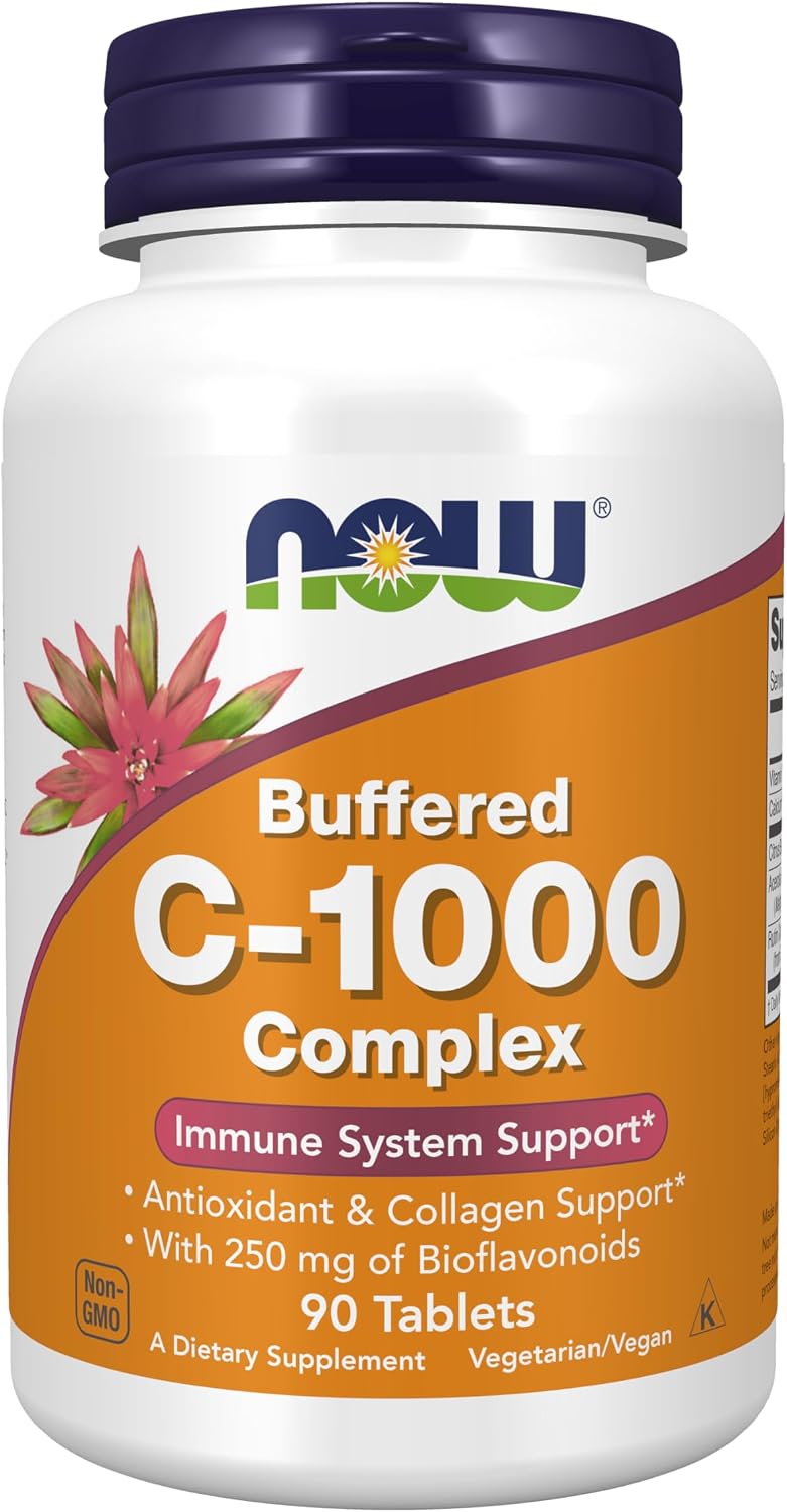 NOW Supplements, Vitamin C-1000 Complex with 250 mg of Bioflavonoids, Buffered, Antioxidant Protection, 90 Tablets - görsel 1