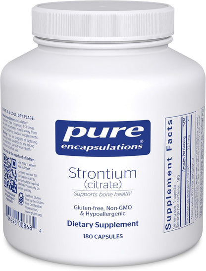 Pure Encapsulations Strontium (Citrate) - Hypoallergenic Food Supplement for Bone Health (180 Capsules)
