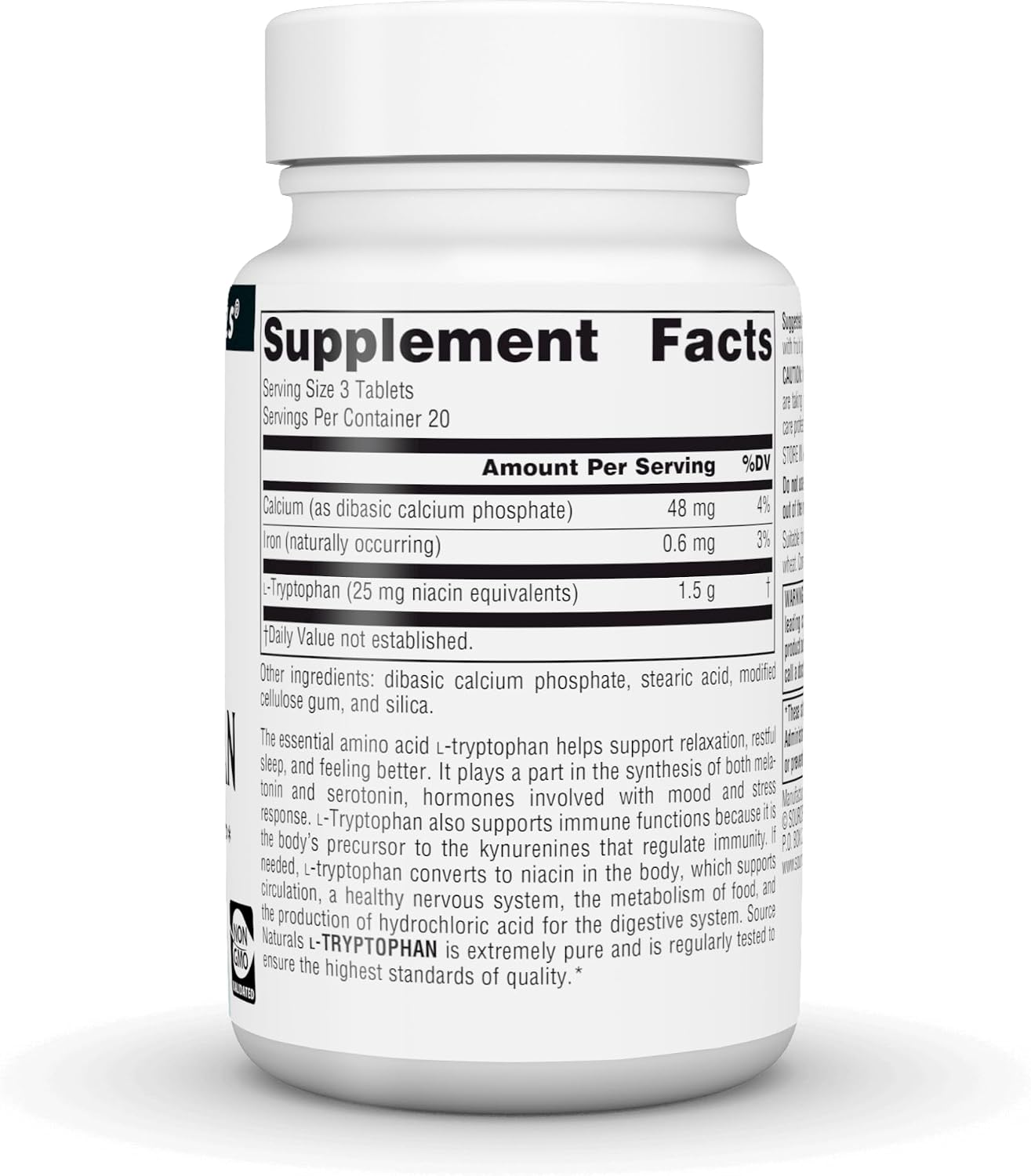 Source Naturals L-Tryptophan 500mg - 60 Tablets - görsel 3