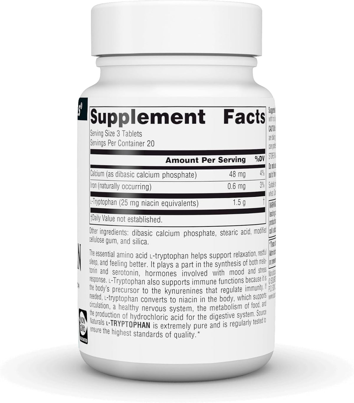 Source Naturals L-Tryptophan 500mg - 60 Tablets - görsel 3