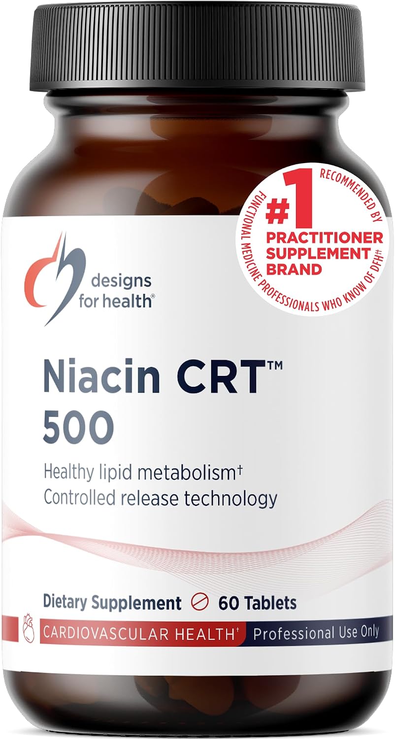 Designs for Health Niacin 500mg – Controlled Release Vitamin B3 (Nicotinic Acid) – 60 Tablets - görsel 1