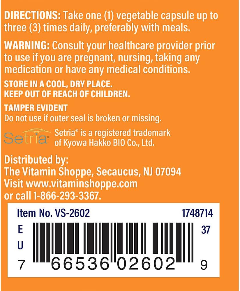 The Vitamin Shoppe Reduced Glutathione 500 mg – 60 Capsules - görsel 3