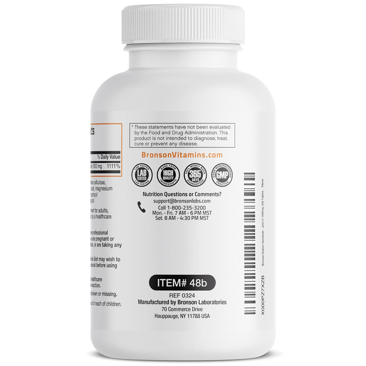 Bronson Sodium Ascorbate Non-Acidic Vitamin C 1000 mg Tablets, 250 Count - görsel 8