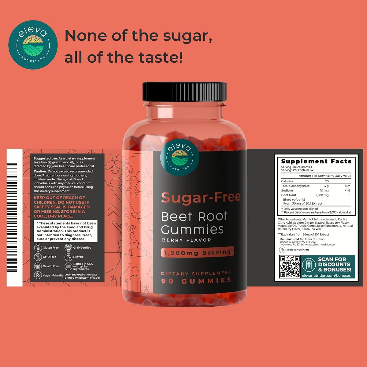 Eleva Nutrition Sugar-Free Beetroot Gummies with Vitamin C & B9 - 90 Chews - görsel 5
