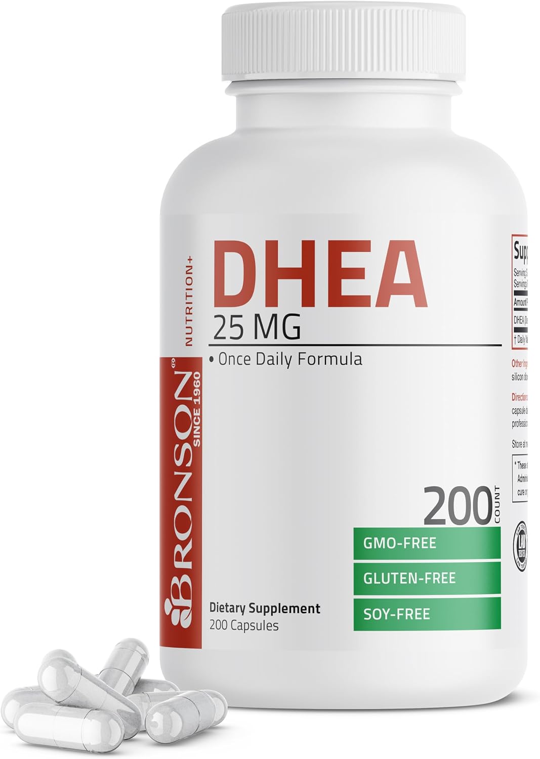 Bronson DHEA 25 mg Once Daily Formula, 200 Capsules - görsel 1