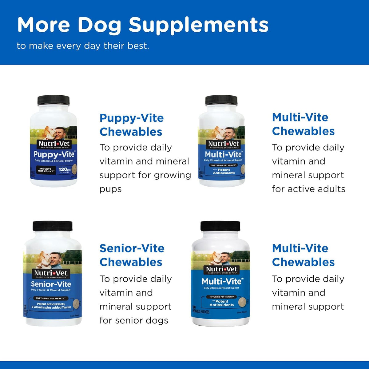 Nutri-Vet Adult-Vite Plus Dog Multivitamin Soft Chews, Daily Dog Supplement with Vitamins, Minerals and Antioxidants, Supports Skin, Immune, Joint and Gut Health, Tasty Chicken Flavour, 70 Count - görsel 6