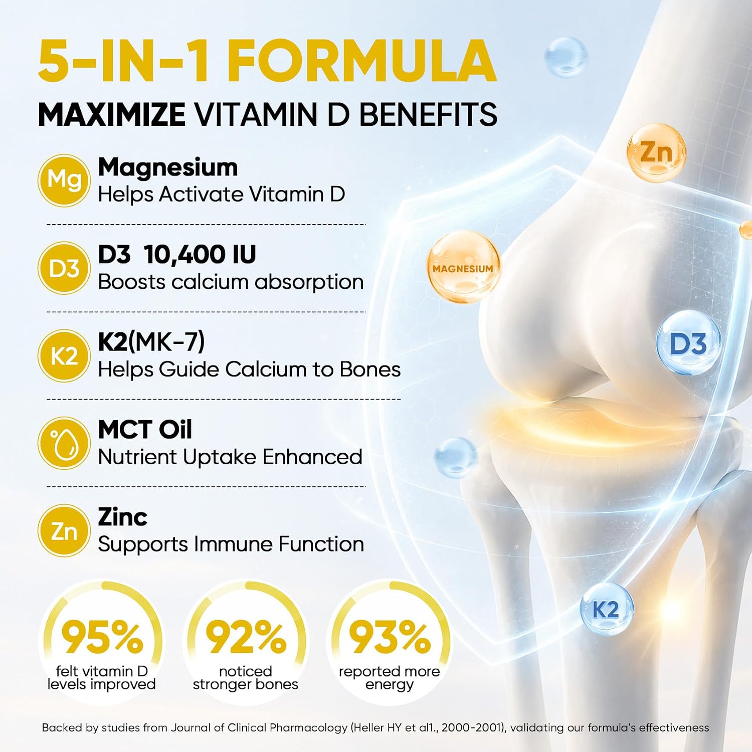 Venture Pal 5-in-1 Vitamin D3 K2 Drops – 10000 IU D3, 200mcg K2 (MK-7) with Magnesium, Zinc & MCT Oil – Liquid Food Supplement for Bone, Immune & Mood Support – 60 ml (60-day supply) - görsel 4