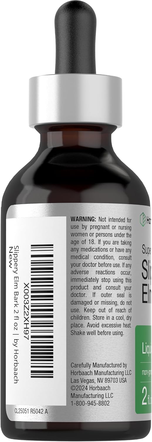 Horbäach Slippery Elm Liquid Drops | 60 ml | Alcohol-Free Bark Extract Tincture | Non-GMO, Gluten-free - görsel 3