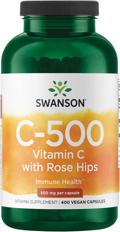 Swanson Vitamin C with Rose Hips, 500 mg, 400 Capsules
