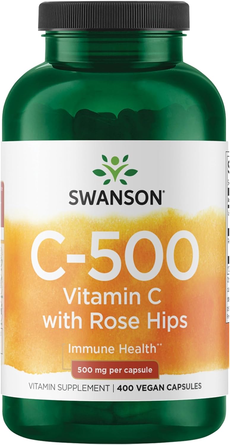 Swanson Vitamin C with Rose Hips, 500mg, 400 Capsules - görsel 1