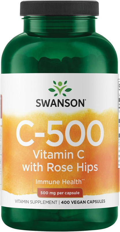 Swanson Vitamin C with Rose Hips, 500mg, 400 Capsules