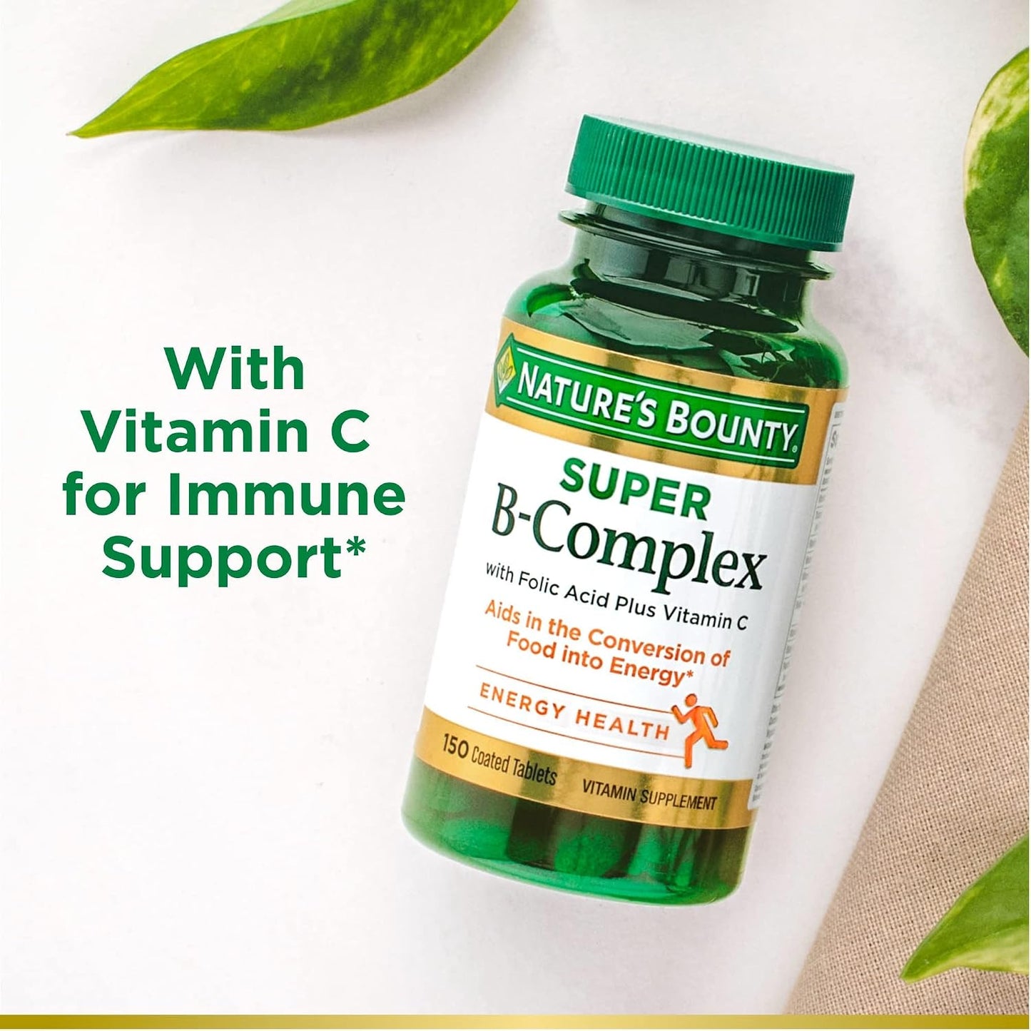 Nature's Bounty Super B Complex with Vitamin C & Folic Acid, 150 Tablets - görsel 3
