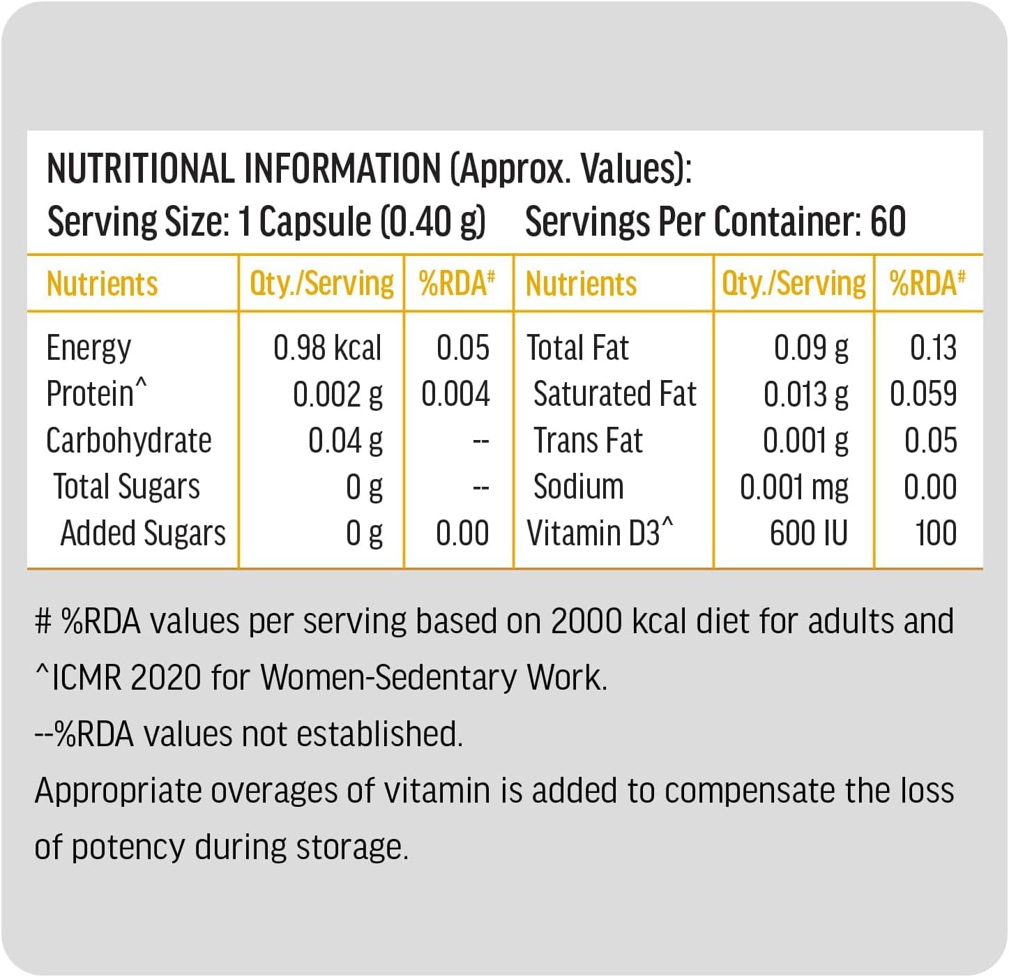 Vitamin D3 (600 IU) - 60 Capsules | with Sunflower Oil for Enhanced Absorption - görsel 5