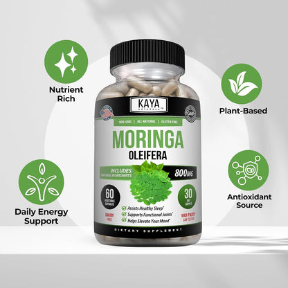 Kaya Naturals Moringa Leaf Extract – Complete Greens Superfood Food Supplement – 60 Vegetable Capsules – Image 4