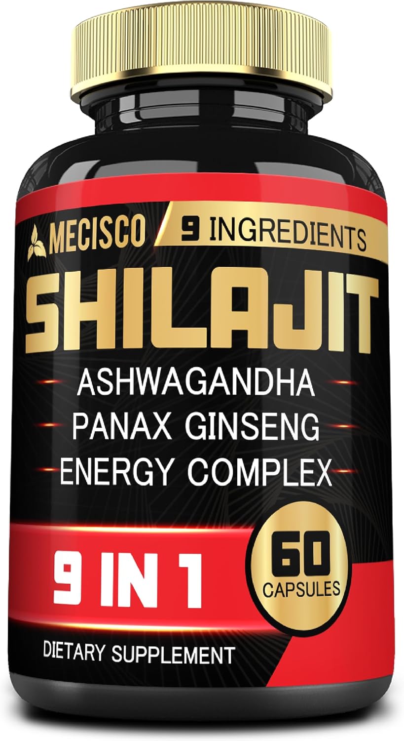 Shilajit Supplement with Ashwagandha Root, Panax Ginseng, L-Arginine, Chaga & More - Immune Support, Energy Production, Stamina & Comfortable Mood - 60 Capsules - görsel 1