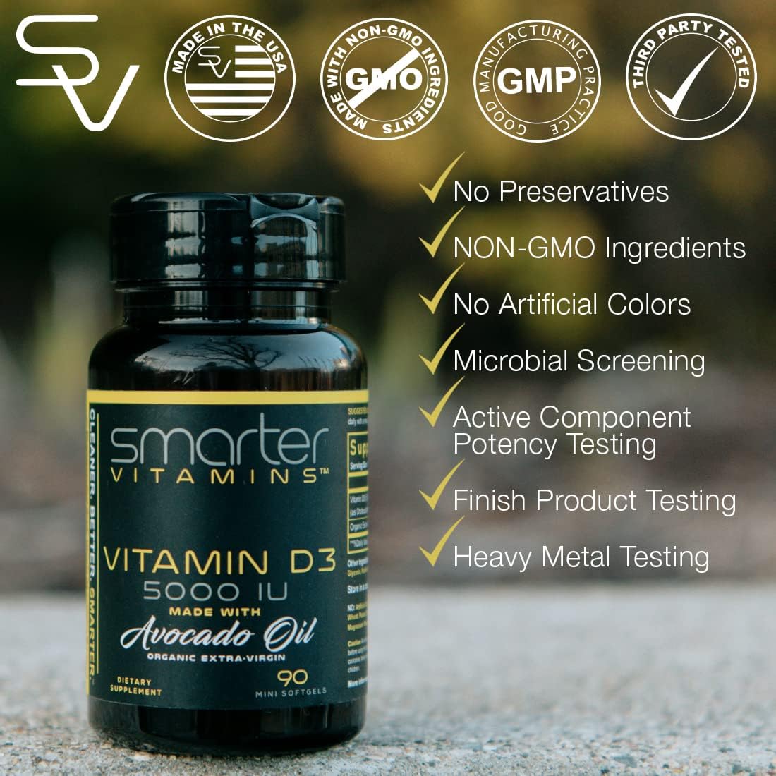 Smarter Vitamin D3 5000 IU in Avocado Oil 125mcg - 90 Mini Softgels - görsel 4