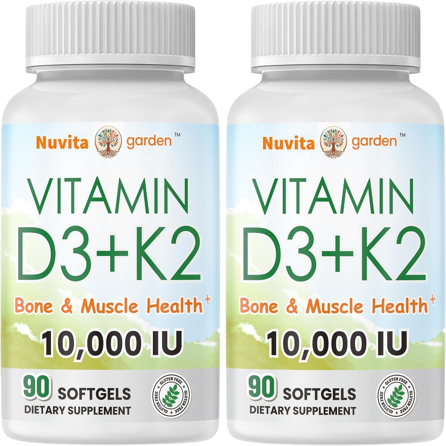 NoMiLu Vitamin D3 10000 IU + K2 (MK-7) 200 mcg - 2 Pack (180 Soft gel capsules) - görsel 1