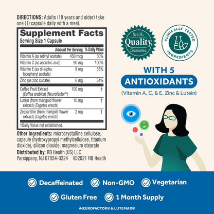 NEURIVA Brain + Eye Supplement for Memory, Focus & Concentration with Lutein & Vitamins A, C, E and Zinc for Eye Health & Zeaxanthin to Filter Blue Light, 30ct Capsules (2 Pack)