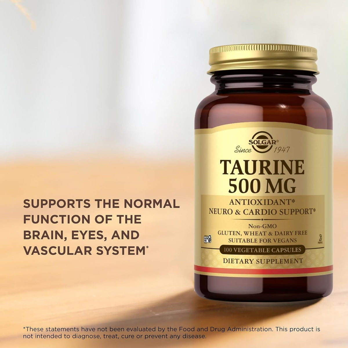 Solgar Taurine 500 mg Vegetable Capsules – 100 Capsules - görsel 5